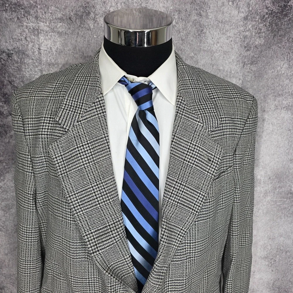 Gianfranco Ruffini  Blazer Mens 46R Gray Glenplaid Sports Coat Jacket‎ Silk 2B